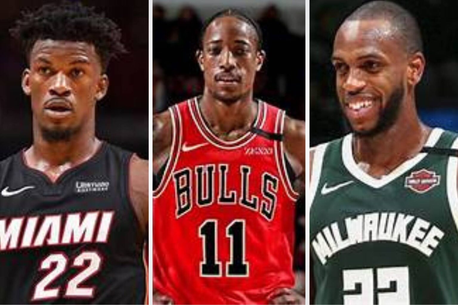 Compare nba players Jimmy Butler, DeMar DeRozan, and Khris Middleton to analyze their versatility and skills as forwards.