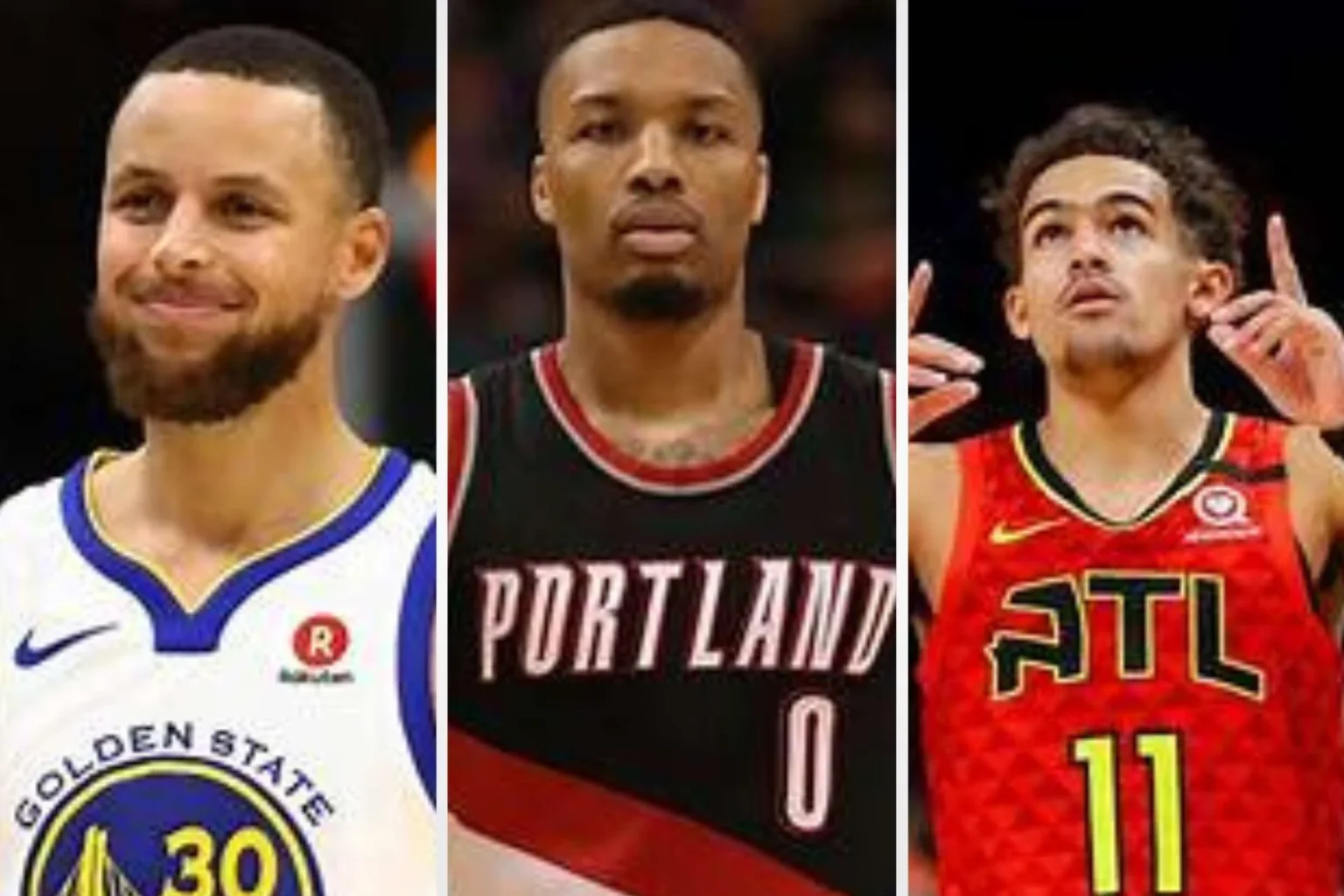 Compare NBA players Curry, Lillard, and Young in action, battling as the league's top sharpshooters