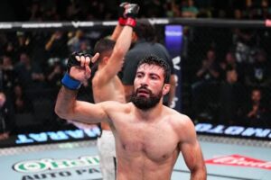 Farid Basharat and John Garza ahead of their UFC 329 bantamweight bout.
