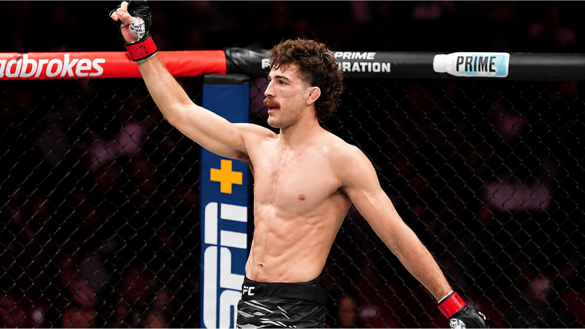 Quillan Salkilld celebrates a UFC lightweight stoppage win