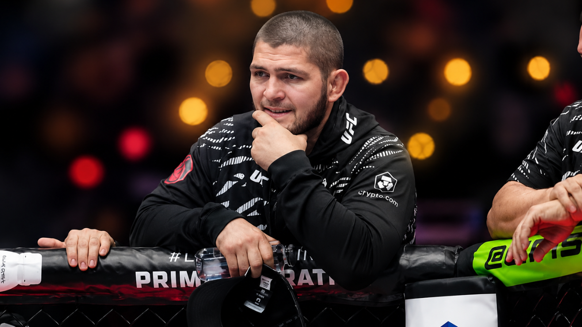 Ian Machado Garry and Khabib Nurmagomedov split image ahead of UFC 330