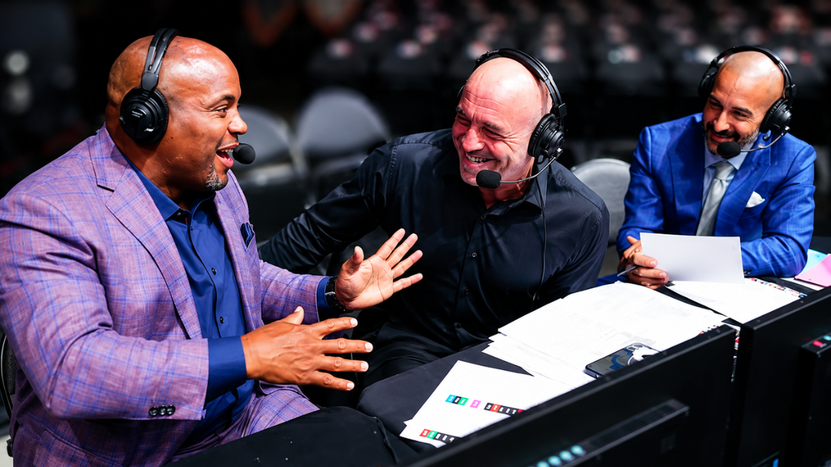 Daniel Cormier speaking as a UFC commentator during a broadcast