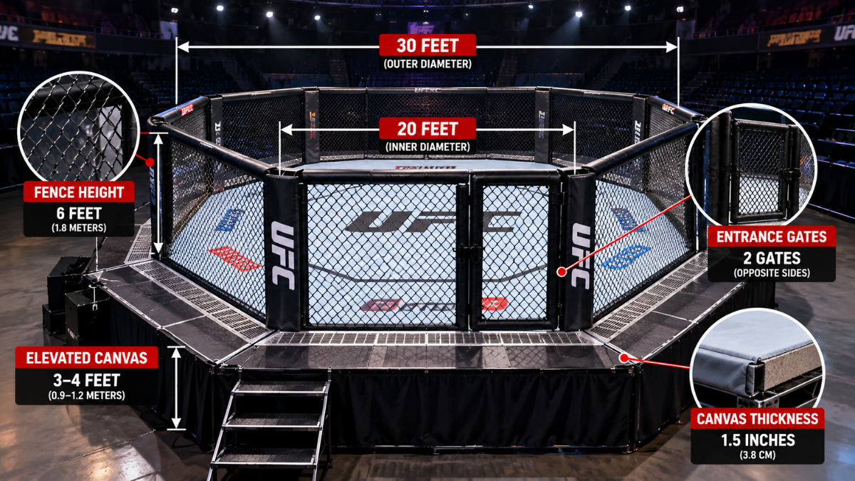 UFC octagon cage size and dimensions
